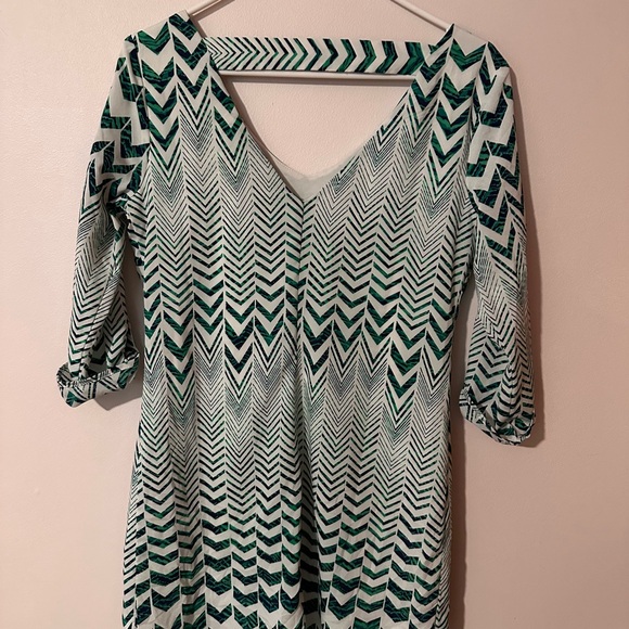 Charlotte Russe‎ Teal Chevron Long Sleeve Dress - Picture 5 of 10